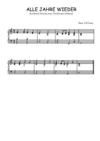 Téléchargez l'arrangement pour piano de la partition de Alle jahre wieder en PDF
